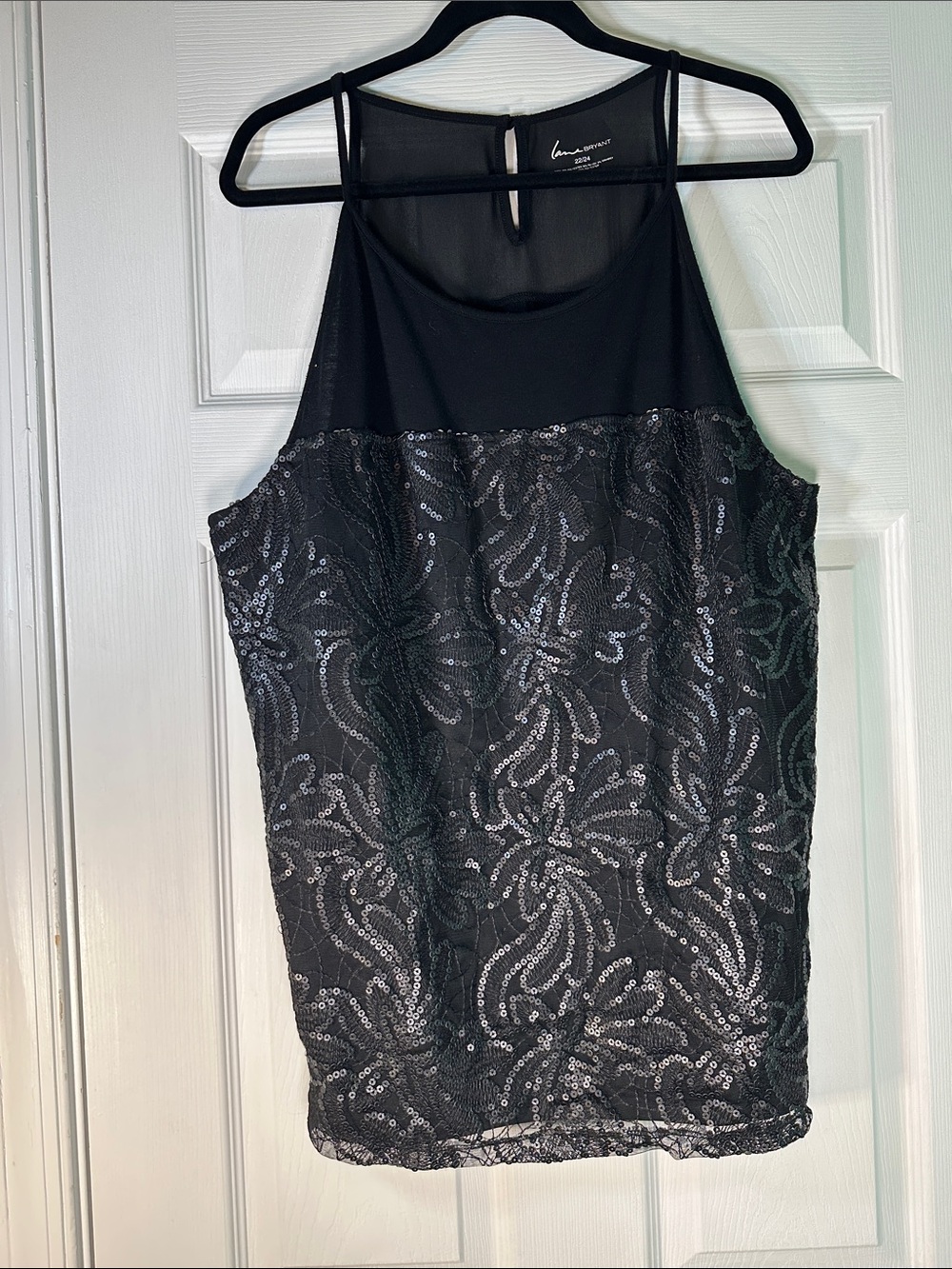 Lane Bryant Black Sequin Halter Camisole
